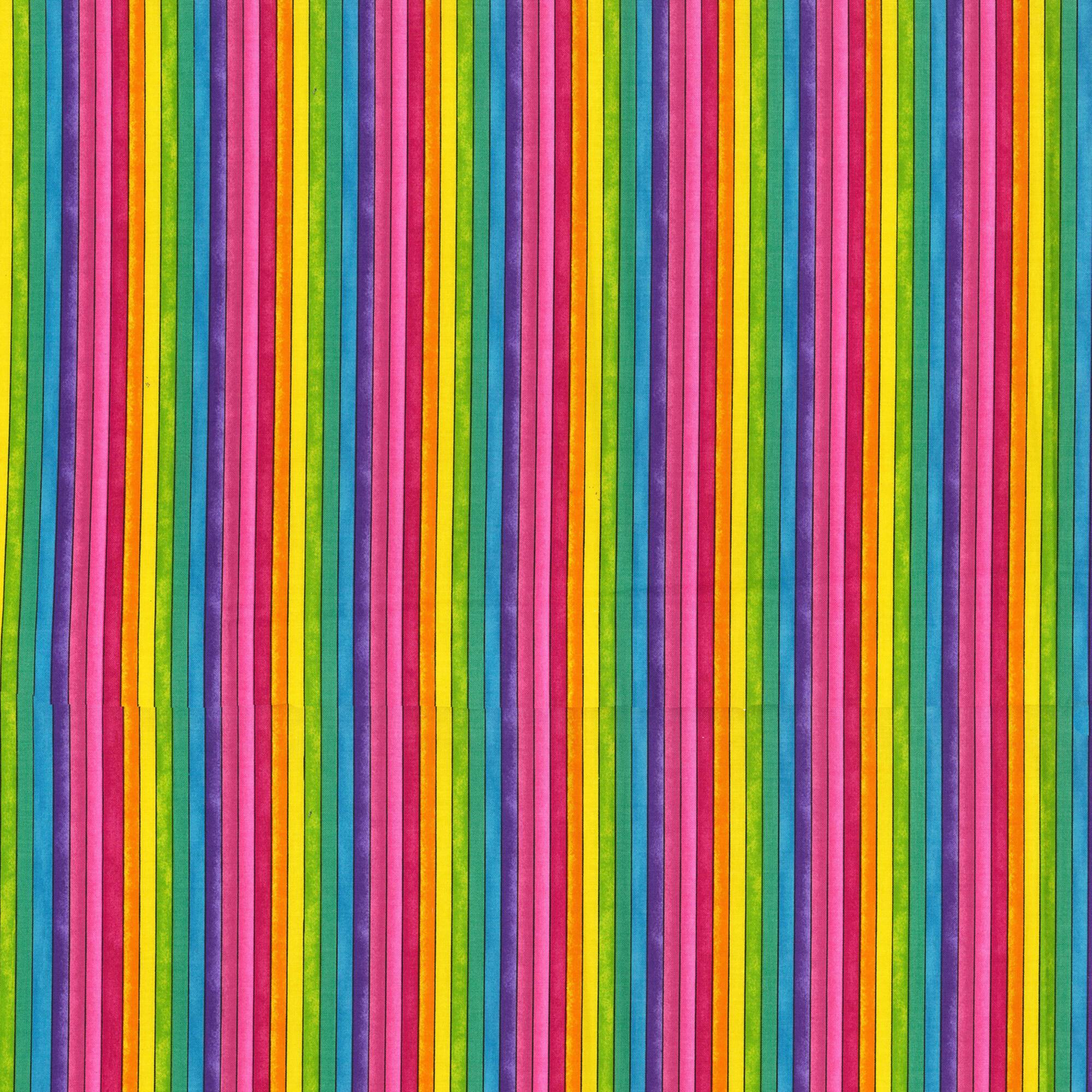 Fabric Traditions Multicolor Bright Stripes Cotton Fabric